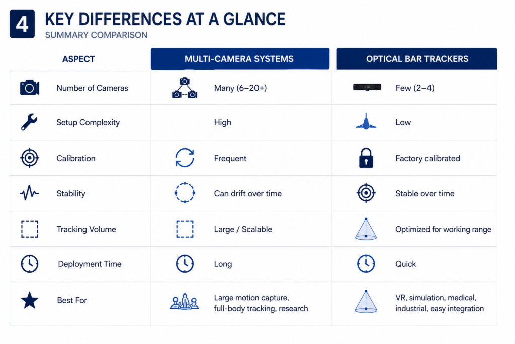 At a glance bar trackers vs multicamera setups